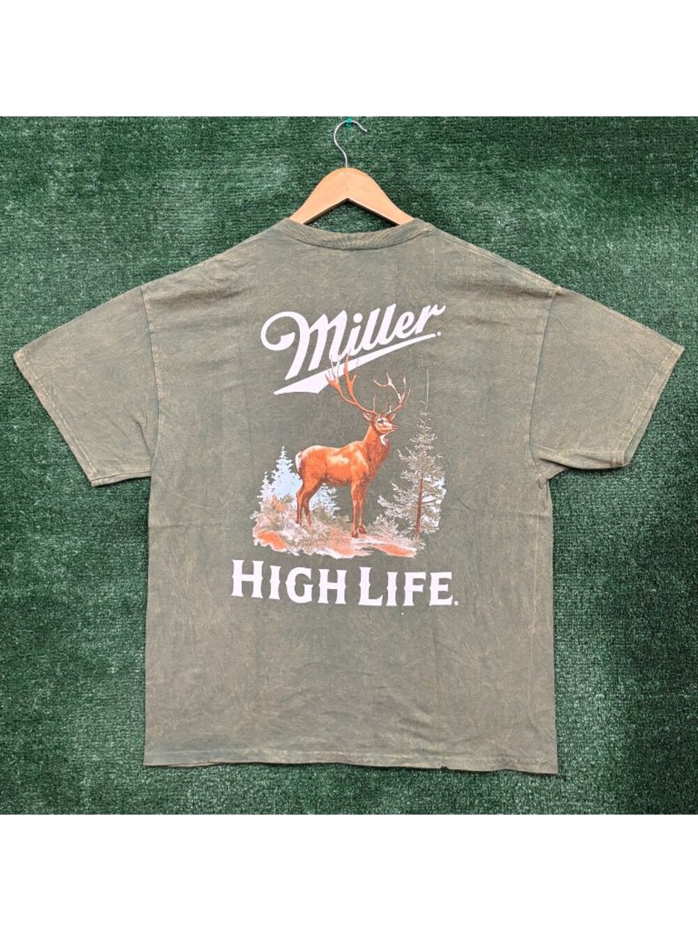 Miller High Life Beer Mineral Wash T-Shirt Size Extra Large